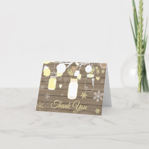 Rustikaler Winter Snowflake Mason Jar Yellow Dankeskarte