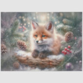 Rustikaler Winter Watercolor Wald Fox Decoupage Seidenpapier (Vorderseite)