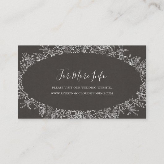 Rustikaler Winter | Website zur Hochzeit von Kohle Begleitkarte (Vorderseite)