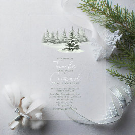 Rustikaler Winter Wedding Forest Green ID1049 Acryleinladungen
