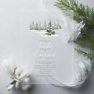 Rustikaler Winter Wedding Forest Green ID1049 Acryleinladungen