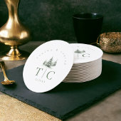 Rustikaler Winter Wedding Forest Green ID1049 Runder Pappuntersetzer