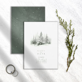 Rustikaler Winter Wedding Forest Green ID1049 Save The Date