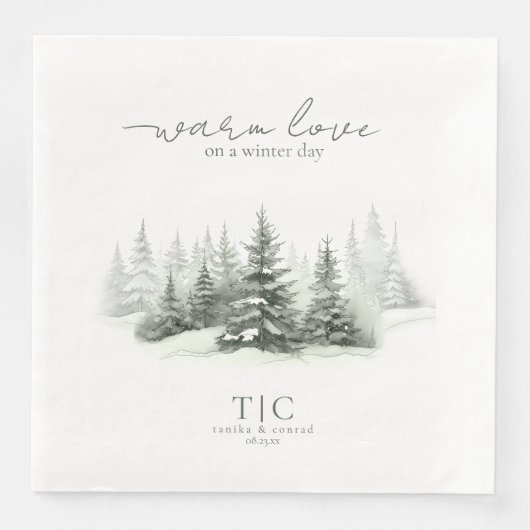 Rustikaler Winter Wedding Forest Green ID1049 Serviette (Vorderseite)