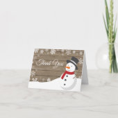 Rustikaler Winter Weihnachtsschneemann Dankeschön Dankeskarte (Vorderseite)