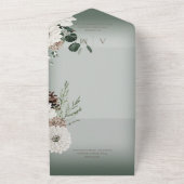 Rustikaler Winter White Floral Green QR Code All In One Einladung (Außenbereich)