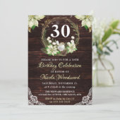 Rustikaler Winter White Robin & Holly Wreath Gebur Einladung (Stehend Vorderseite)