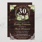 Rustikaler Winter White Robin & Holly Wreath Gebur Einladung (Vorne/Hinten)