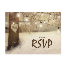 Rustikaler Winterbaum Twinkle Lights Wedding RSVP