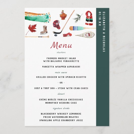 Rustikaler Winterberg | Camping Wedding Menu Menükarte (Vorderseite)