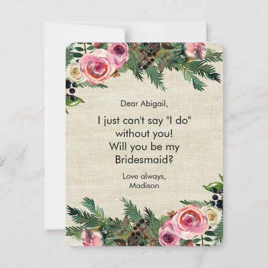 Rustikaler Winterburlap Pine wird überragt sein Einladung (Rückseite)