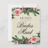 Rustikaler Winterburlap Pine wird überragt sein Einladung (Vorderseite)