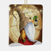 Rustikaler Wintergenom, Schnee, Lichter Weihnachte Keramikornament (Rechts)