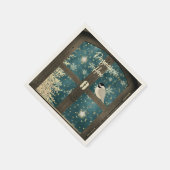 Rustikaler Winterhüttenfenster Snowflake-Chickade Serviette (Ecke)