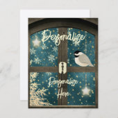 Rustikaler Winterhüttenstar Snowflake Vogel Begleitkarte (Vorne/Hinten)