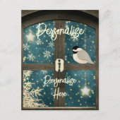 Rustikaler Winterhüttenstar Snowflake Vogel Begleitkarte (Vorderseite)