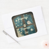 Rustikaler Winterhüttenstar Snowflake Vogel Quadratischer Aufkleber (Umschlag)