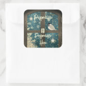 Rustikaler Winterhüttenstar Snowflake Vogel Quadratischer Aufkleber (Tasche)