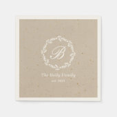 Rustikaler Winterkreid Familienname Weihnachts-Par Serviette (Vorderseite)