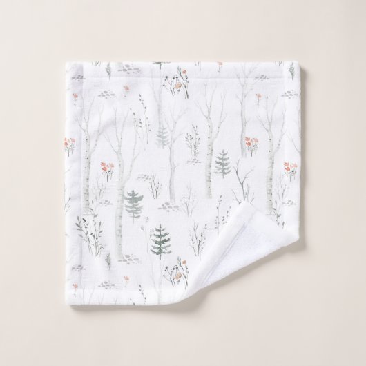 Rustikaler Winterpinienbaum Badhandtuch Set (Waschlappen)