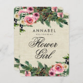 Rustikaler Winterschlaf wird mein Blumenmädchen se Einladung (Vorne/Hinten)