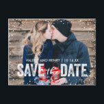 Rustikaler Winterschneefall Save the Date Foto Ankündigungspostkarte<br><div class="desc"></div>
