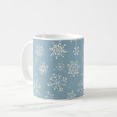 Rustikaler Winterschneeflocken Blaue Wasserfarbe Kaffeetasse (Vorderseite Links)