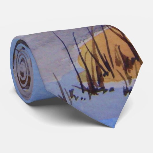 rustikaler Wintersonnenuntergang in schwarz Gelb u Krawatte (Gerollt)