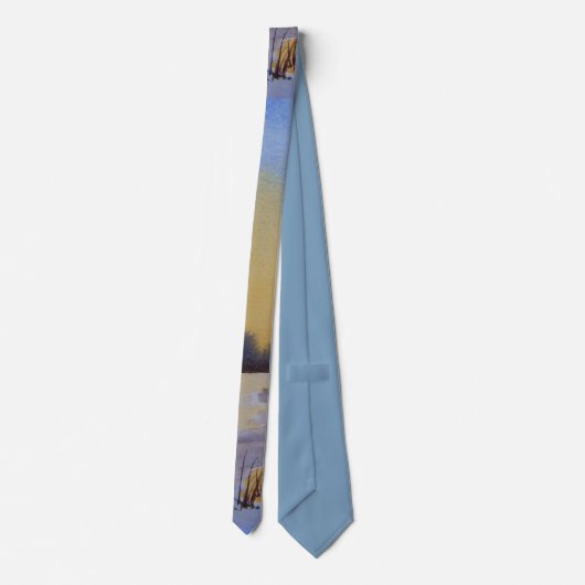 rustikaler Wintersonnenuntergang in schwarz Gelb u Krawatte (Rückseite)