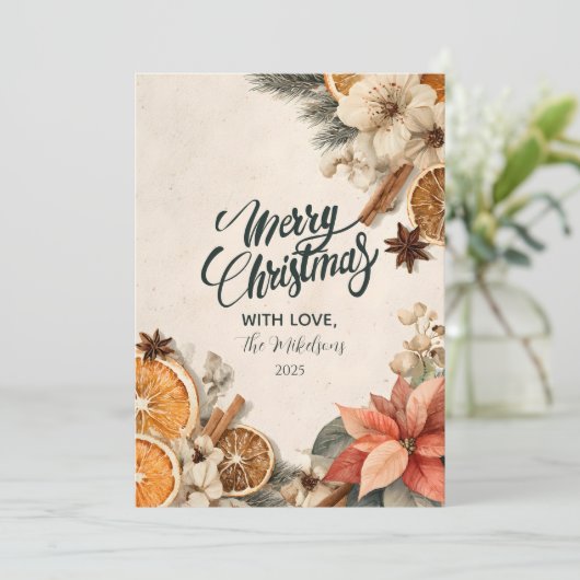 Rustikaler Winterspass Frohe Weihnachten (Stehend Vorderseite)