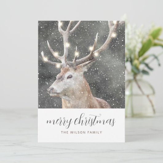 Rustikaler Winterstag Frohe Weihnachten Einladung (Stehend Vorderseite)