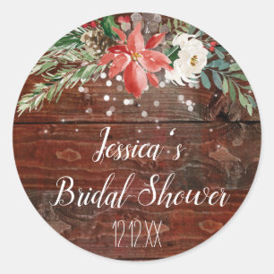 Rustikaler Winterurlaub beleuchtet Blumen Runder Aufkleber