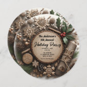 Rustikaler Winterurlaub Land Weihnachten Party Einladung (Vorne/Hinten)