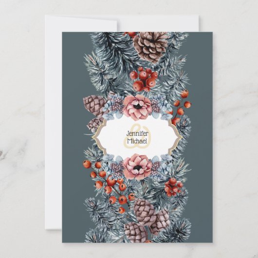 Rustikaler Winterurlaub mit Kiefernholzkiefern Einladung (Rückseite)