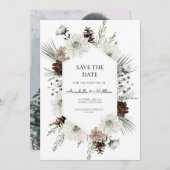 Rustikaler Winterurlaub Save the Date Einladung (Vorne/Hinten)