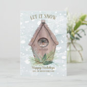 Rustikaler Wintervogel - Schneekarte Feiertagskarte (Stehend Vorderseite)
