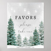 rustikaler Winterwald begünstigt Hochzeitszeichen Poster (Vorne)