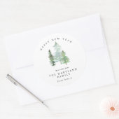 Rustikaler Winterwald elegante Weihnachten Runder Aufkleber (Umschlag)