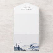 Rustikaler Winterwald in einer Blauen Hochzeit All In One Einladung (Außenbereich)