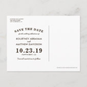 Rustikaler Winterwaldbaum Save the Date Ankündigungspostkarte (Rückseite)