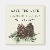 Rustikaler Winterwaldkiefer Save the Date Magnet (Vorne)