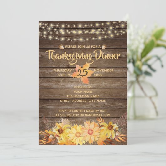 Rustikaler Wohn-Aquarell Herbst Erntedank Einladung (Stehend Vorderseite)