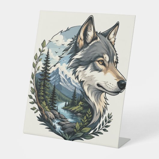 Rustikaler Wolftisch-Display Sockelschild (Vorderseite)
