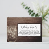 Rustikaler Wood Mason Jar Country Empfang Einladung (Stehend Vorderseite)