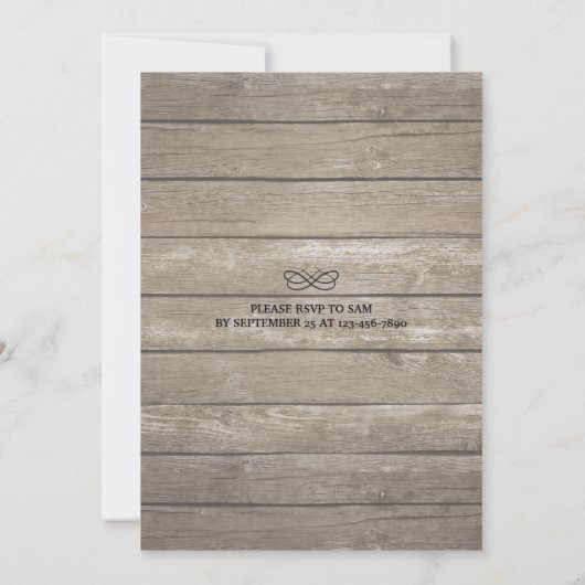 Rustikaler Wood Mason Jar String Lights Polteraben Einladung (Rückseite)