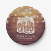Rustikaler Wood Mason Jar String Lights Polteraben Pappteller (Vorderseite)