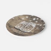 Rustikaler Wood Mason Jar String Lights Polteraben Pappteller (Schrägansicht)