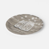 Rustikaler Wood Mason Jar String Lights Polteraben Pappteller (Schrägansicht)