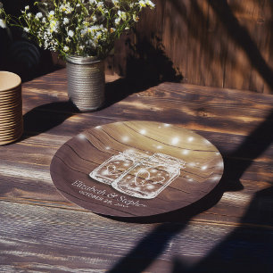 Rustikaler Wood Mason Jar String Lights Polteraben Pappteller