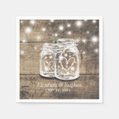 Rustikaler Wood Mason Jar String Lights Polteraben Serviette (Vorderseite)